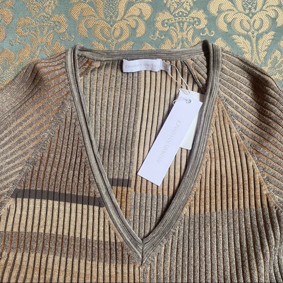 Jonathan Simkai espresso stripe ribbed cutout top - Picture 6 of 9